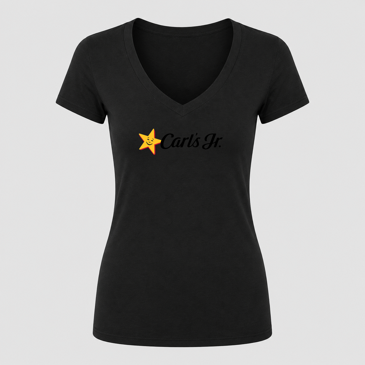 Women's Carl’s Jr. V Neck T-Shirt in black