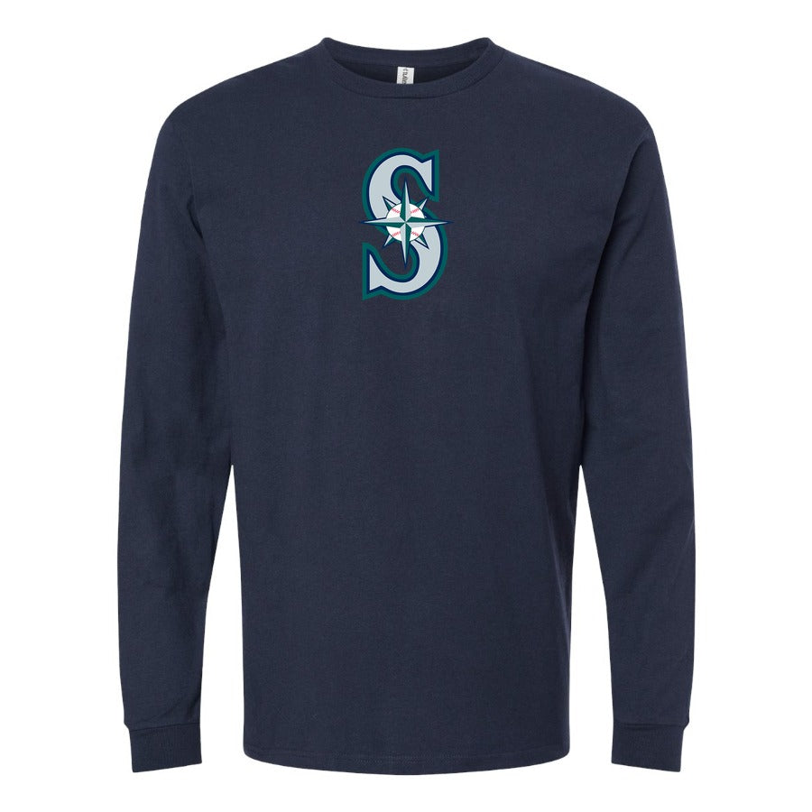 Men's Seattle Mariners Long sleeves Cotton Blend T-Shirt - Navy
