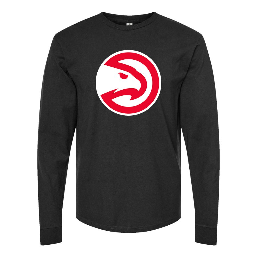 Men's Atlanta Hawks Long sleeves Cotton Blend T-Shirt - Black