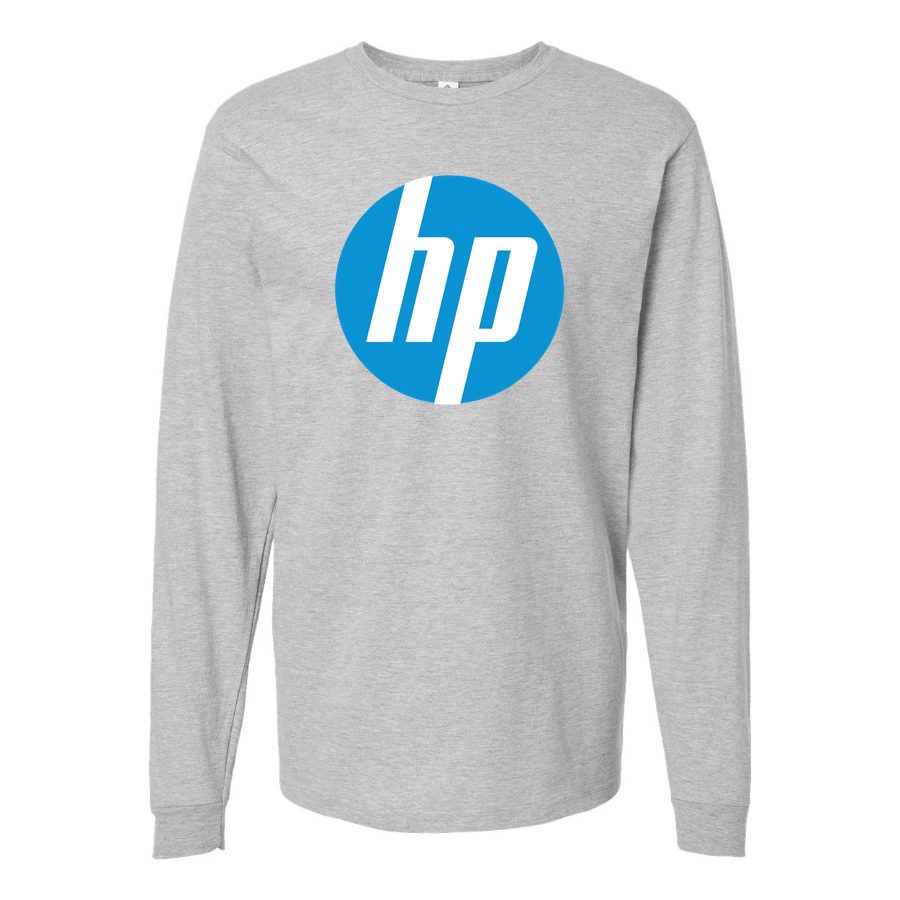 Men's hp-logo-transparent-free-png Long sleeves Cotton Blend T-Shirt - Gray