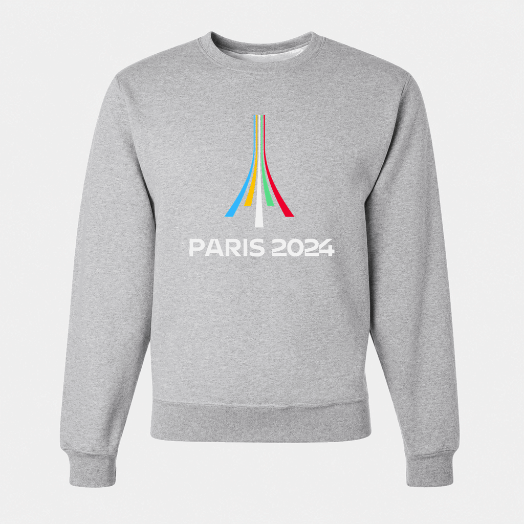 Men's Paris 2024 Olympics White Logo Crewneck Sweatshirt - Gray