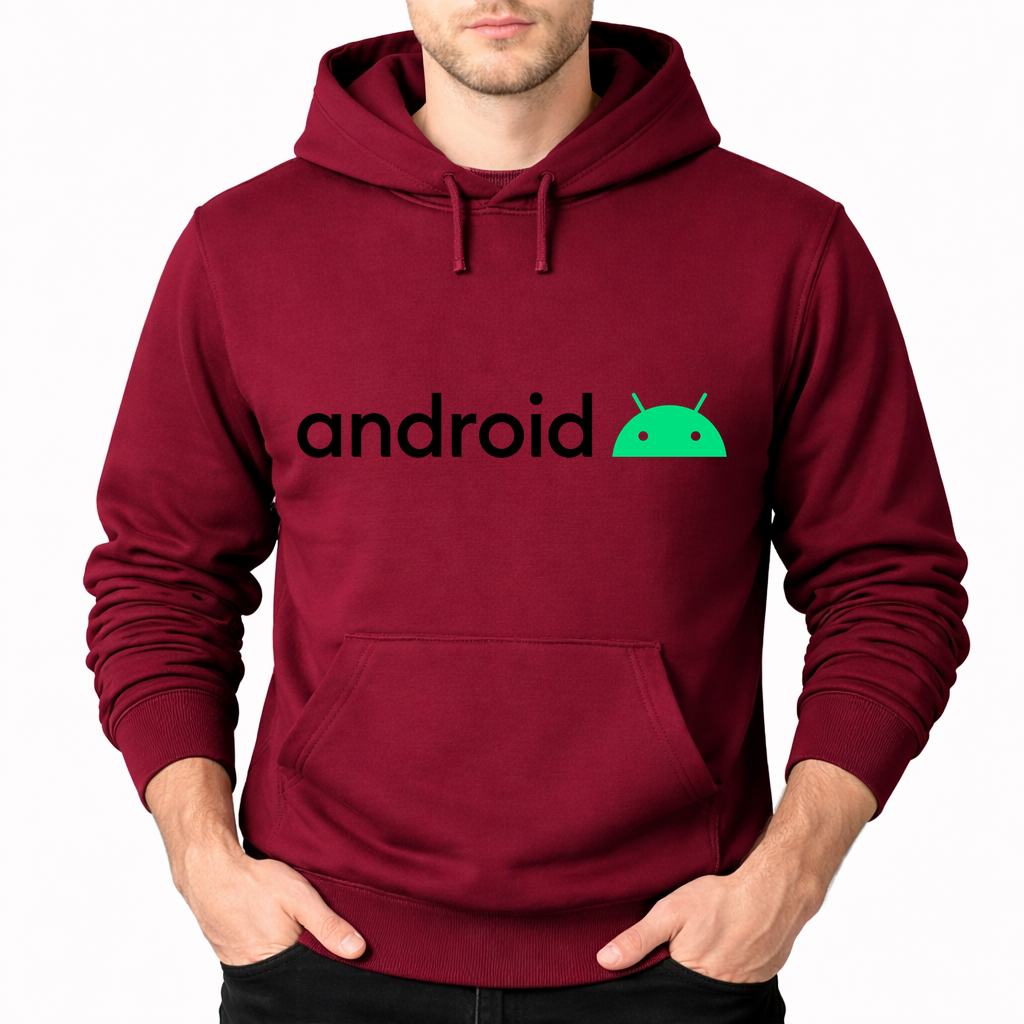 Men's Android Pullover Hoodie - Burgundy