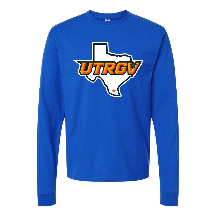 Men's UTRGV Vaqueros Logo Long sleeves Cotton Blend T-Shirt - Blue