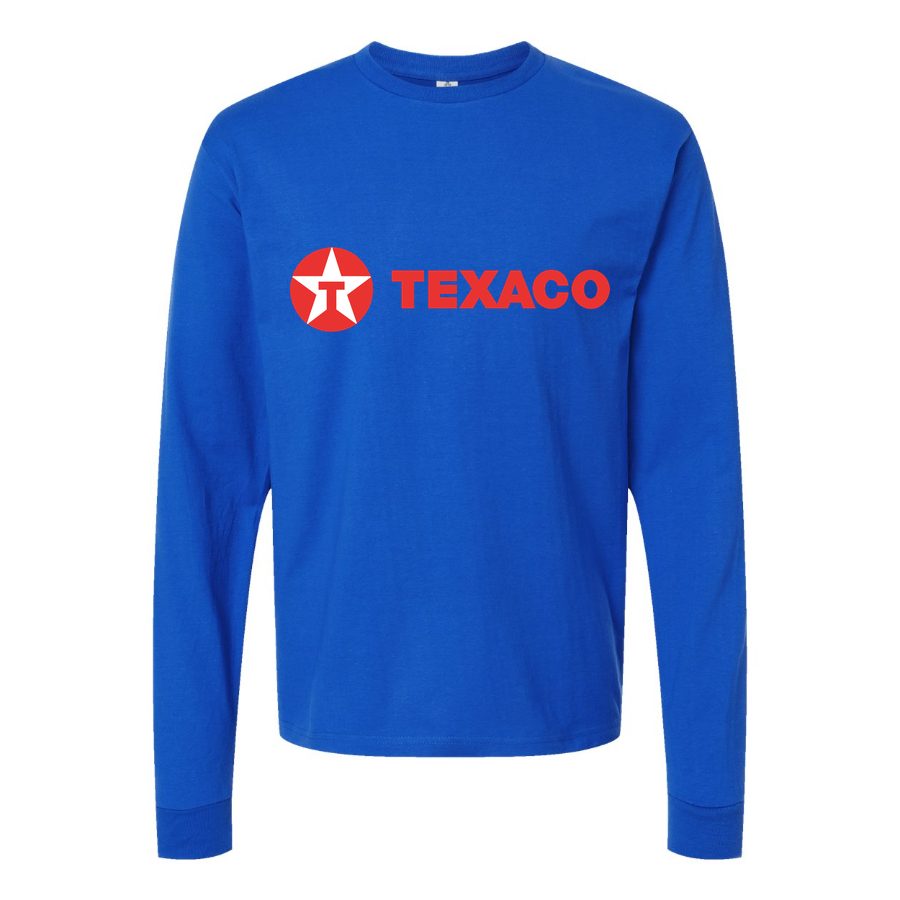 Men's Texaco-Logo-1536x864 Long sleeves Cotton Blend T-Shirt - Blue