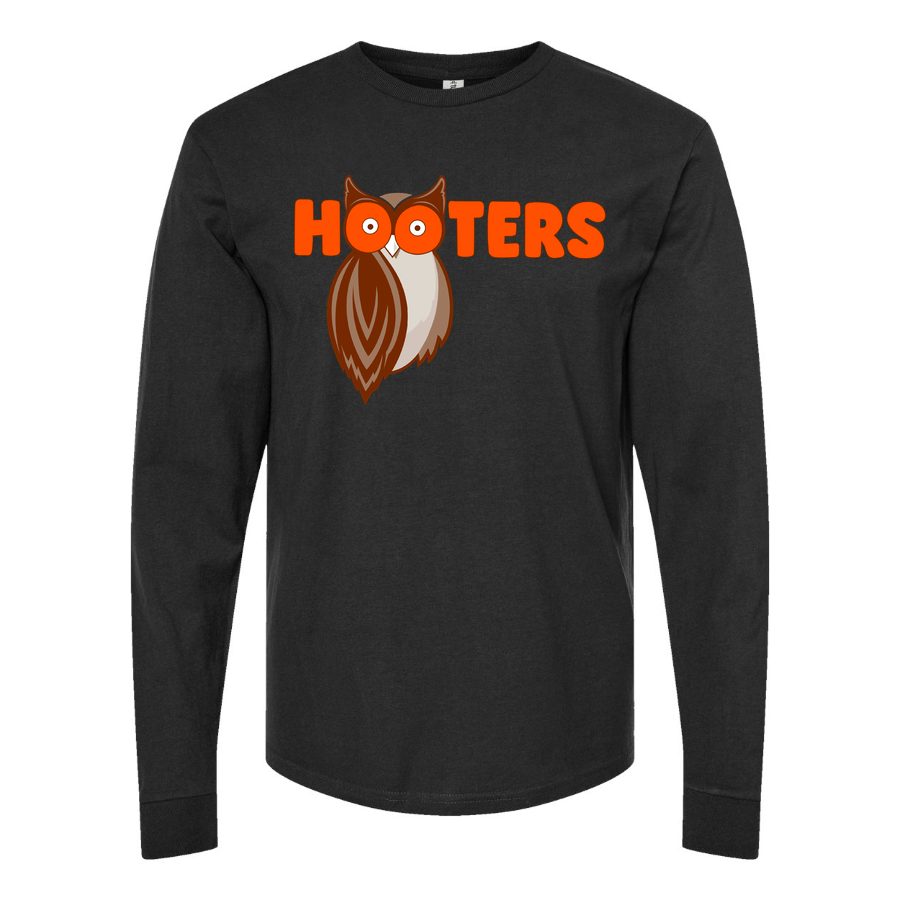 Men's Hooters Long sleeves Cotton Blend T-Shirt - Black