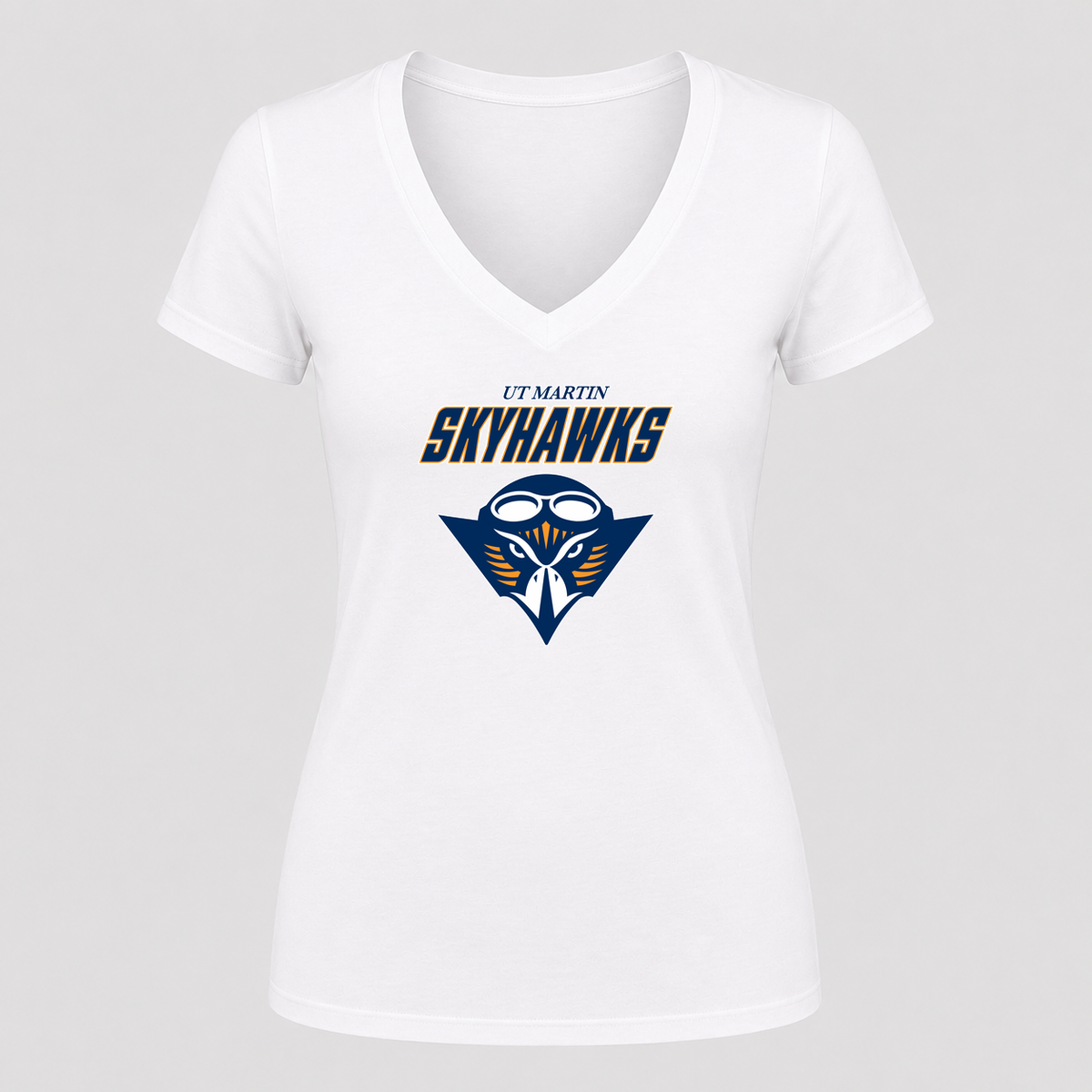 Women's Tennessee Martin Skyhawks Alternate Design V Neck T-Shirt in white