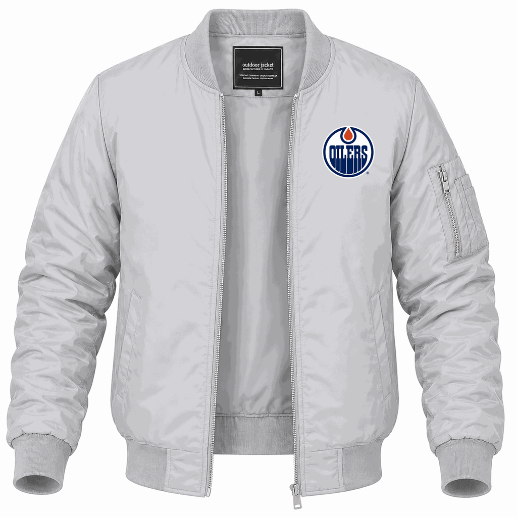 Men's Edmonton Oilers Lightweight Bomber Jacket - Gray
