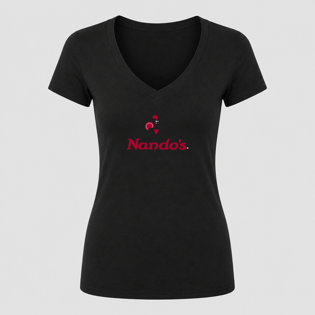 Women's Nando’s V Neck T-Shirt in black