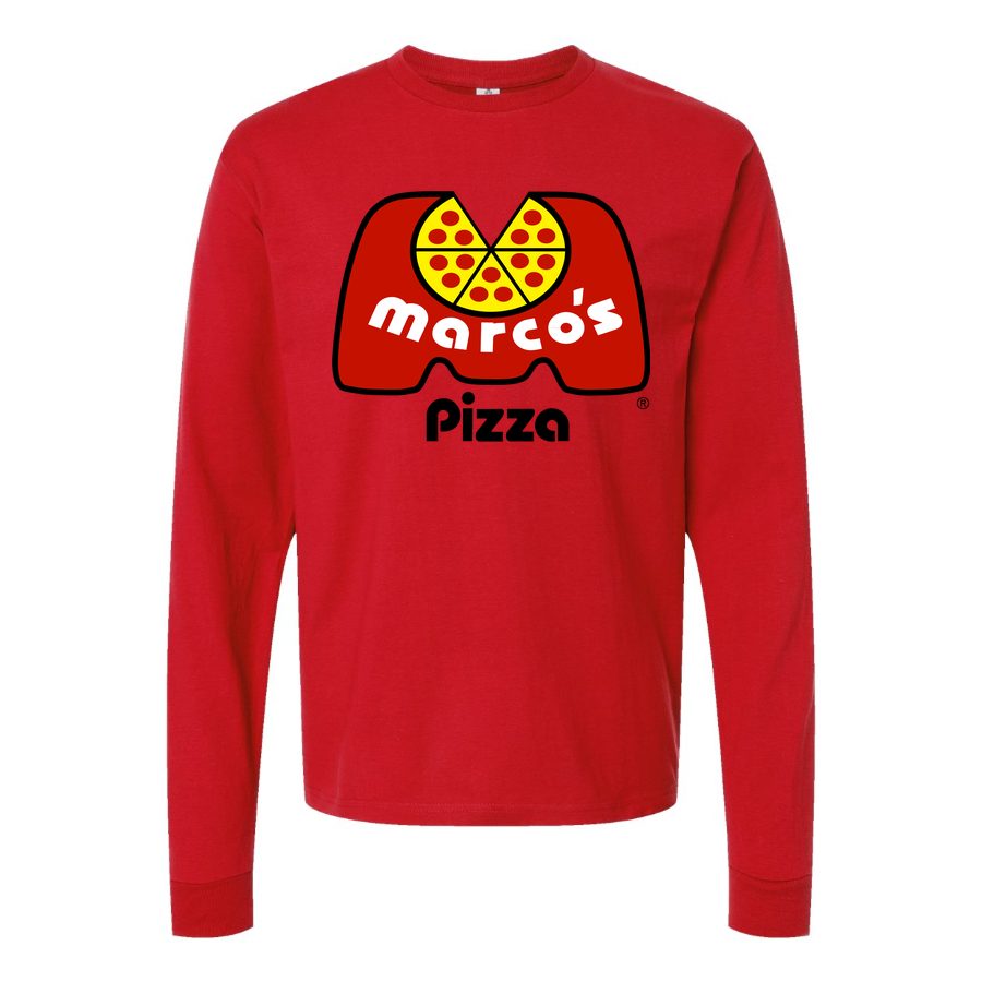 Men's Logo-Marcos-Pizza-1536x864 Long sleeves Cotton Blend T-Shirt - Red