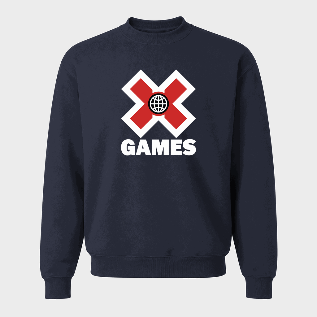 Men's X Games White Logo Crewneck Sweatshirt - Navy