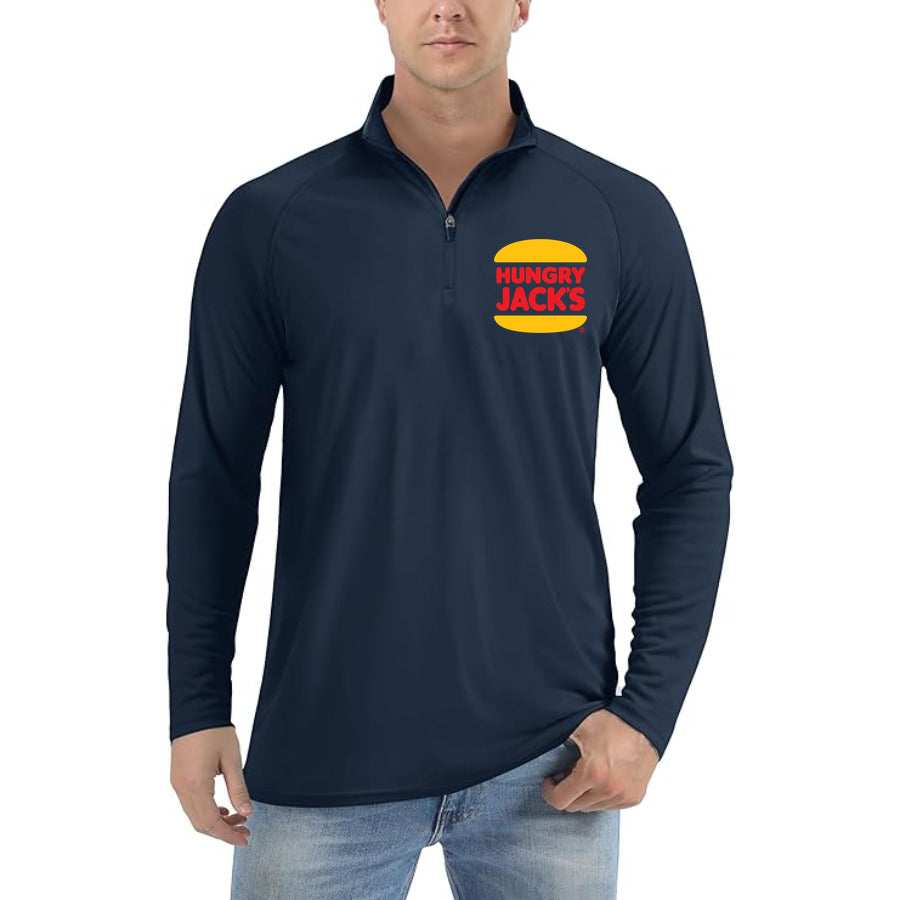 Logo Hungry Jacks quarter-zip athletic shirt in Navy