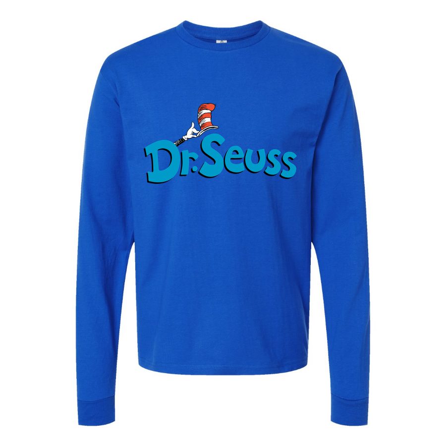 Men's Dr.-Seuss-Logo Long sleeves Cotton Blend T-Shirt - Blue
