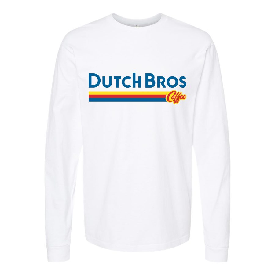 Men's Dutch Bros Coffee wordmark.svg Long sleeves Cotton Blend T-Shirt - White