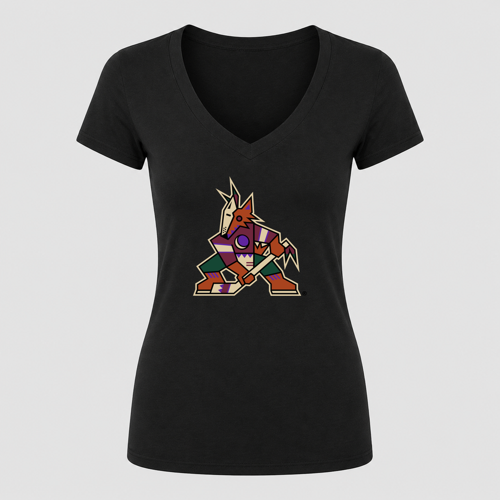 Women's Arizona Coyotes V Neck T-Shirt in black