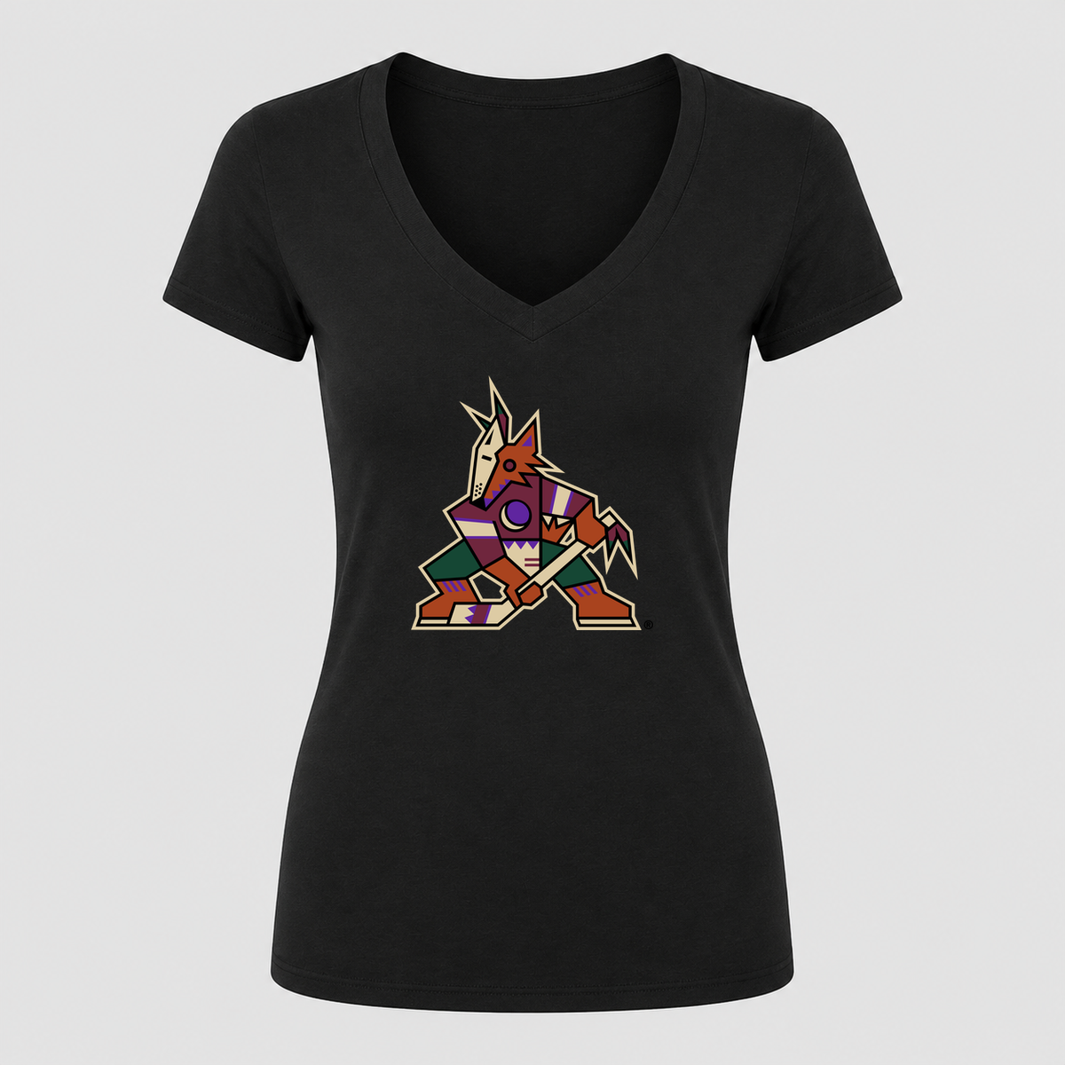 Women's Arizona Coyotes V Neck T-Shirt in black