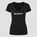 Women's Sony White Design V Neck T-Shirt in black