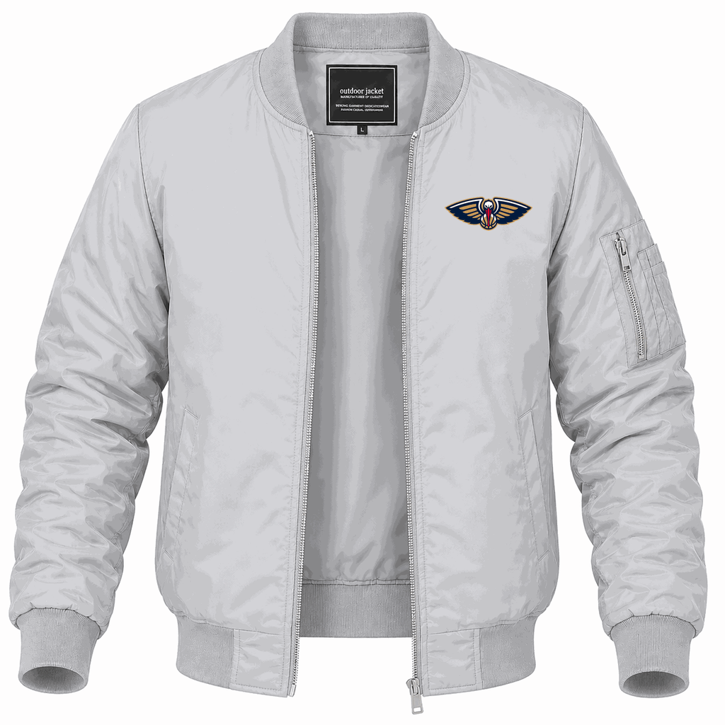 Men's New Orleans Pelicans Lightweight Bomber Jacket - Gray