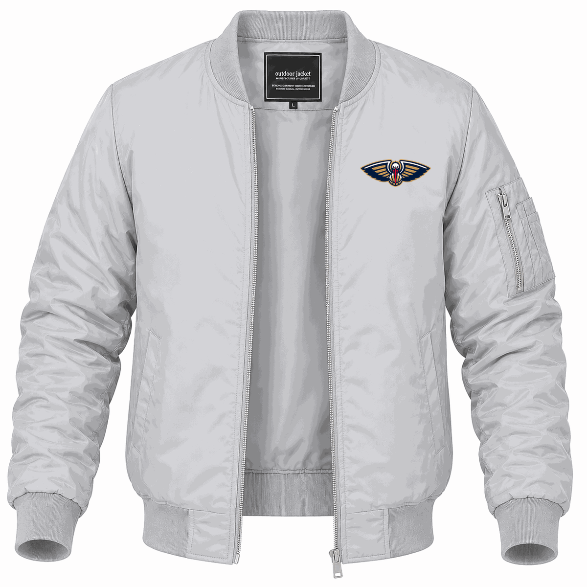 Men's New Orleans Pelicans Lightweight Bomber Jacket - Gray