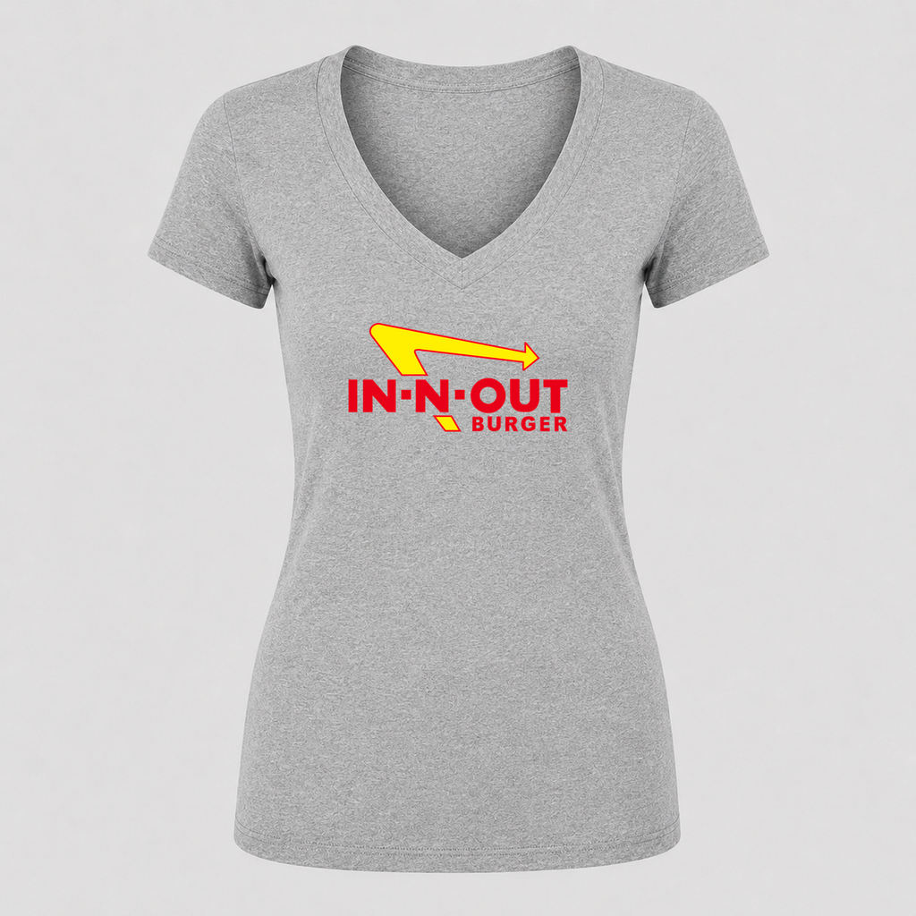 Women's In-N-Out Burger V Neck T-Shirt in gray