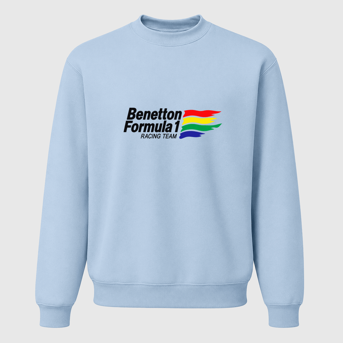 Men's Benetton Formula 1 Racing Team Crewneck Sweatshirt - Sky Blue