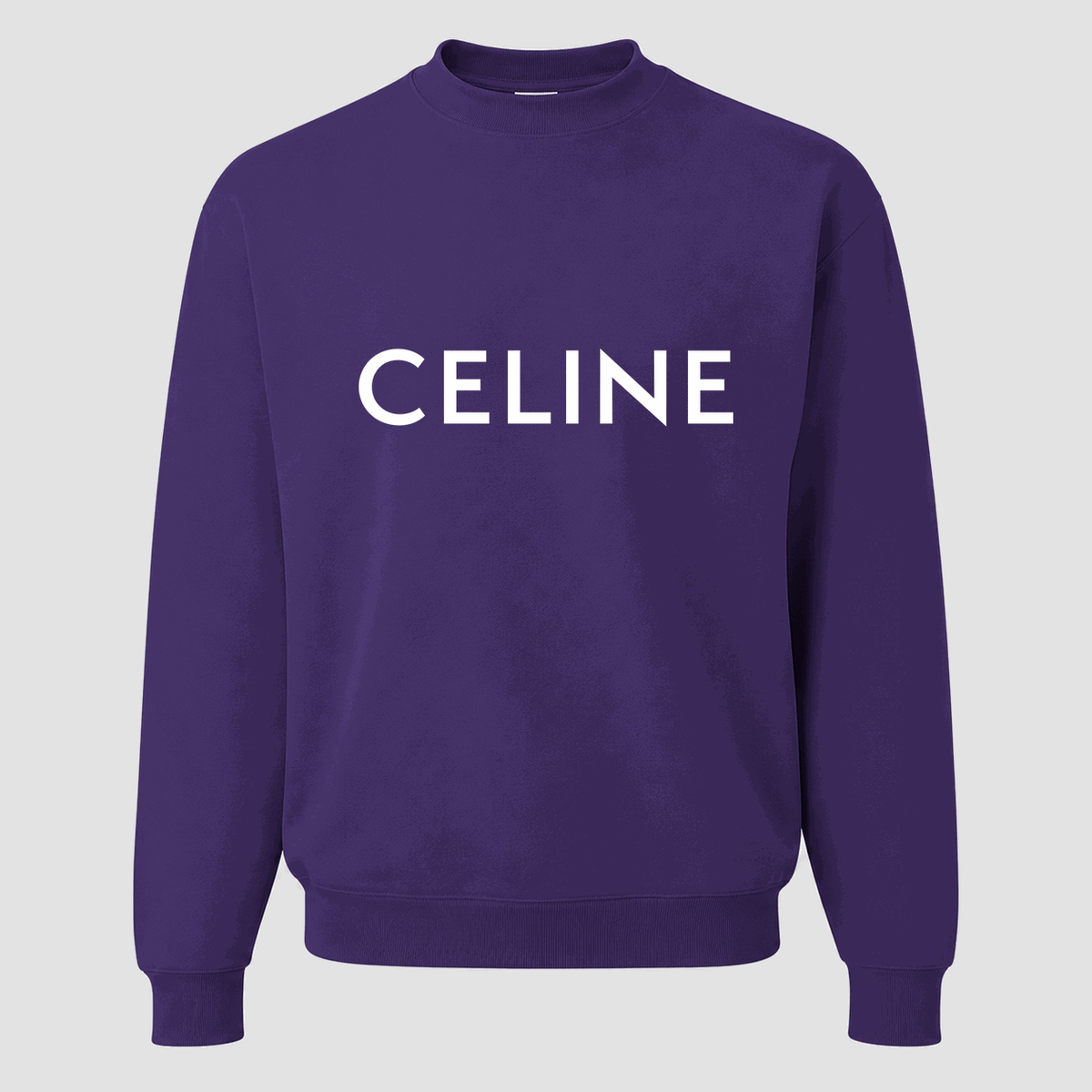 Men's Celine White Logo Crewneck Sweatshirt - Purple