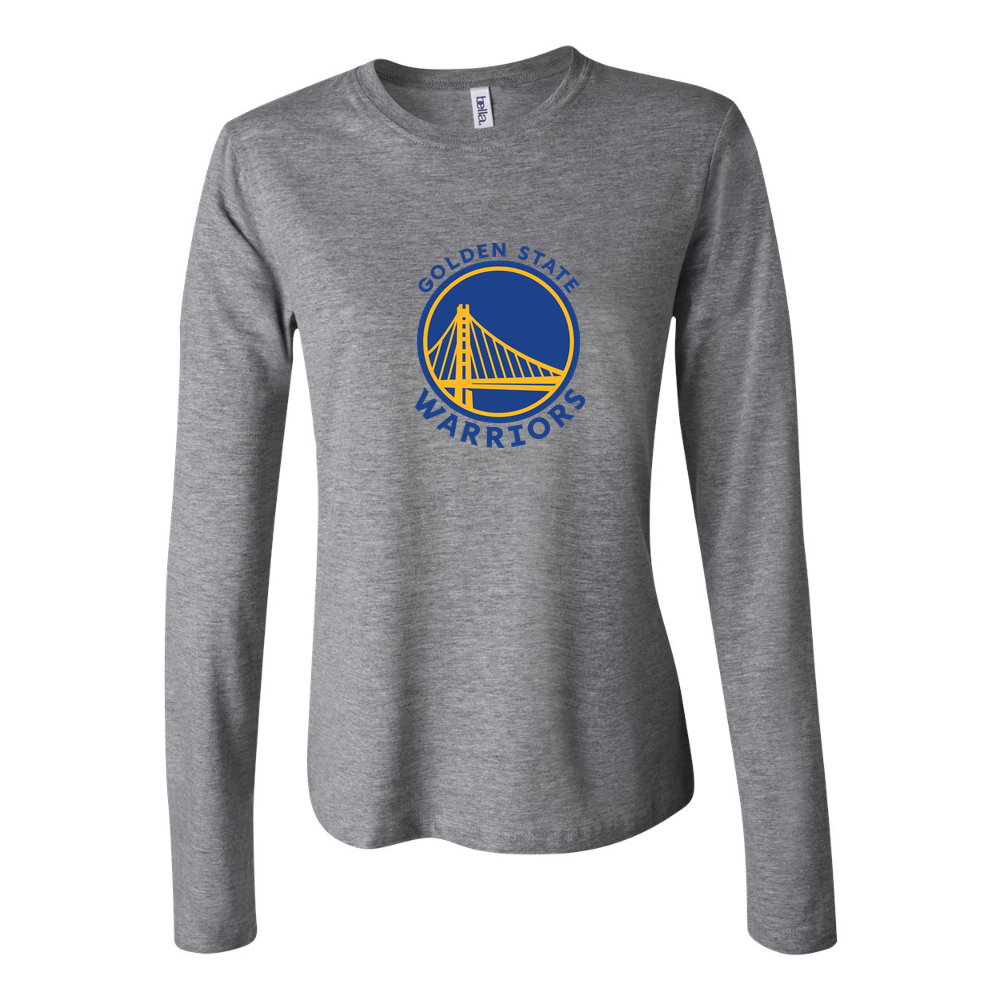 Women's Golden State Warriors logo Blue Long Sleeve T-Shirt - Gray