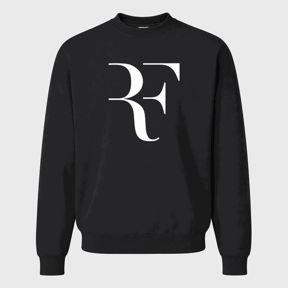 Men's Roger Federer White Logo Crewneck Sweatshirt - Black