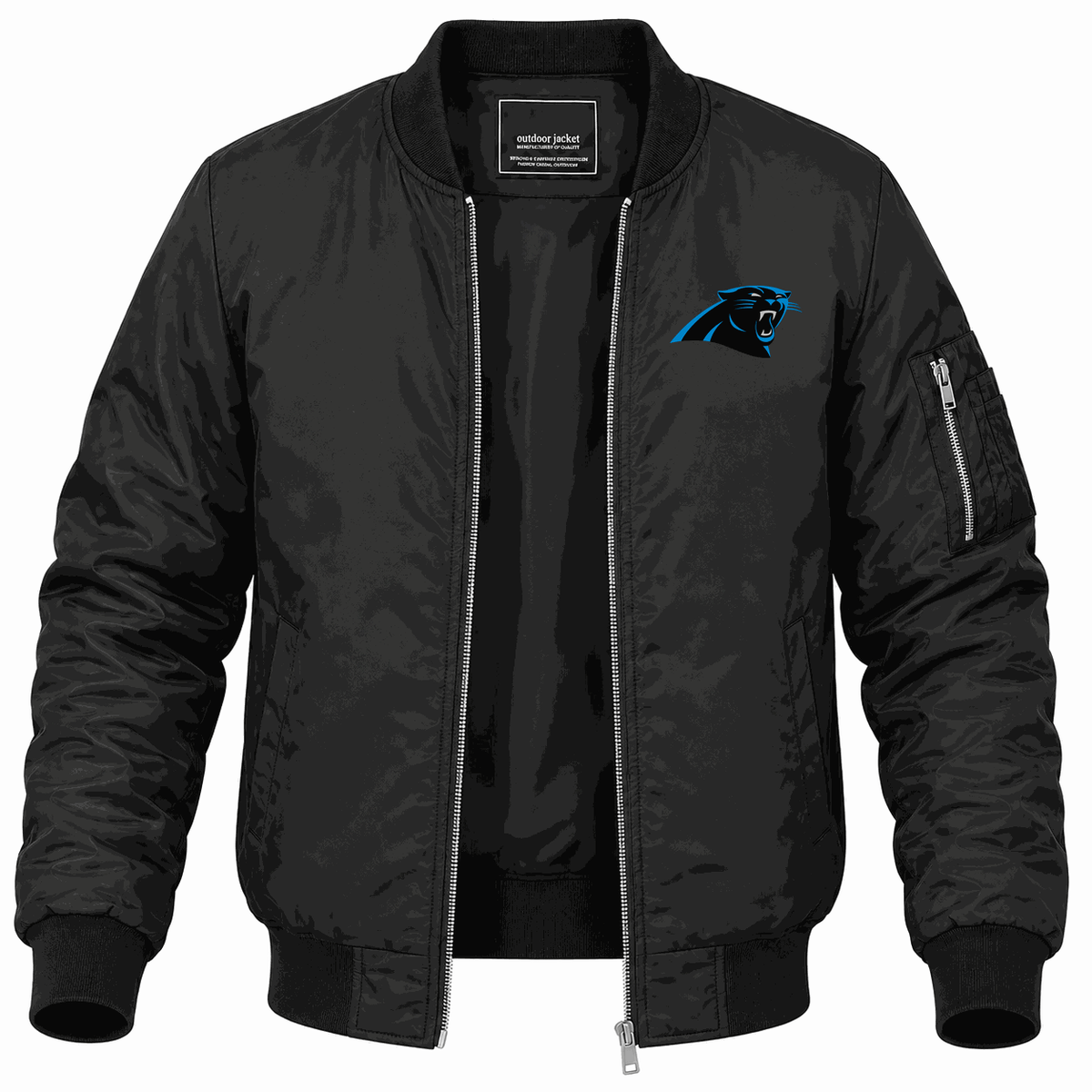 Men's Carolina Panthers Lightweight Bomber Jacket - Black