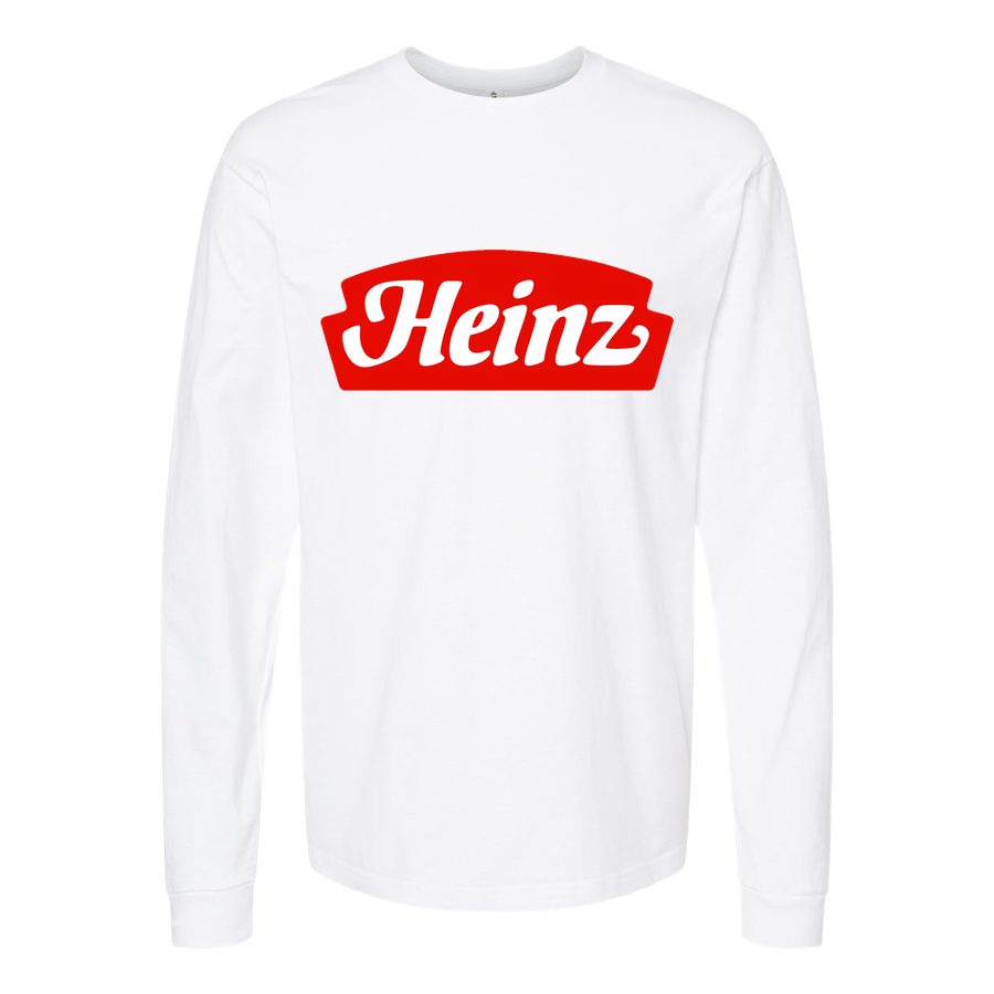 Men's Heinz-Logo-food-1536x864 Long sleeves Cotton Blend T-Shirt - White