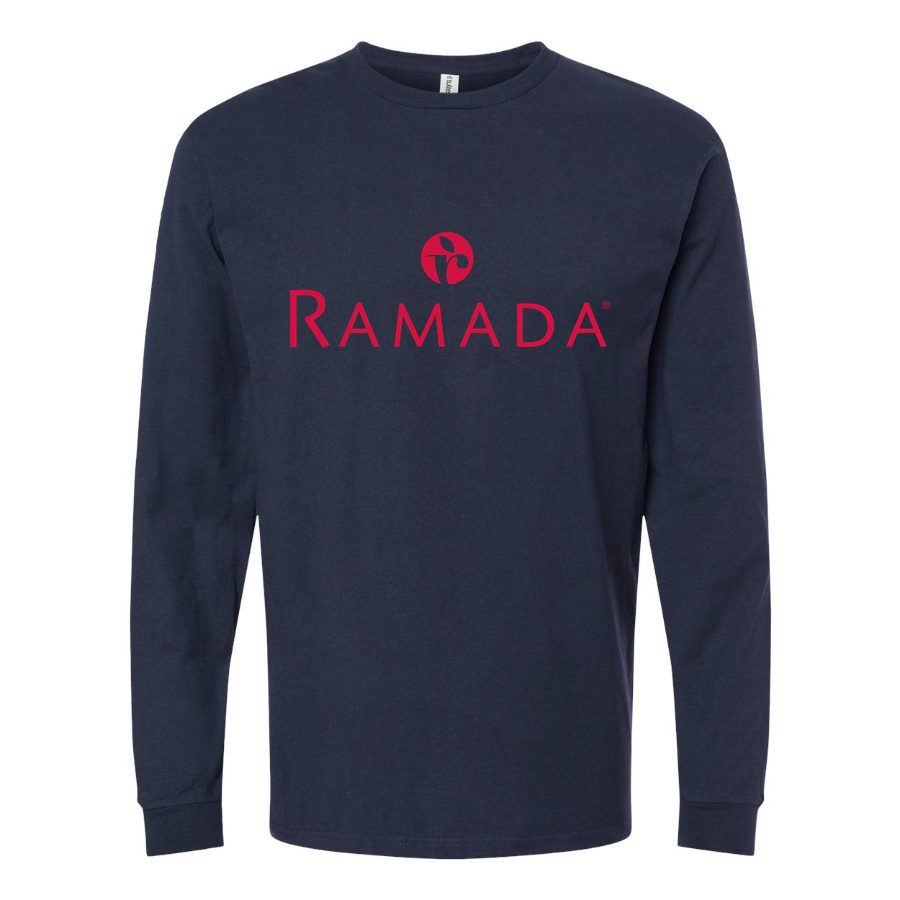 Men's Ramada-logo-1536x864 Long sleeves Cotton Blend T-Shirt - Navy