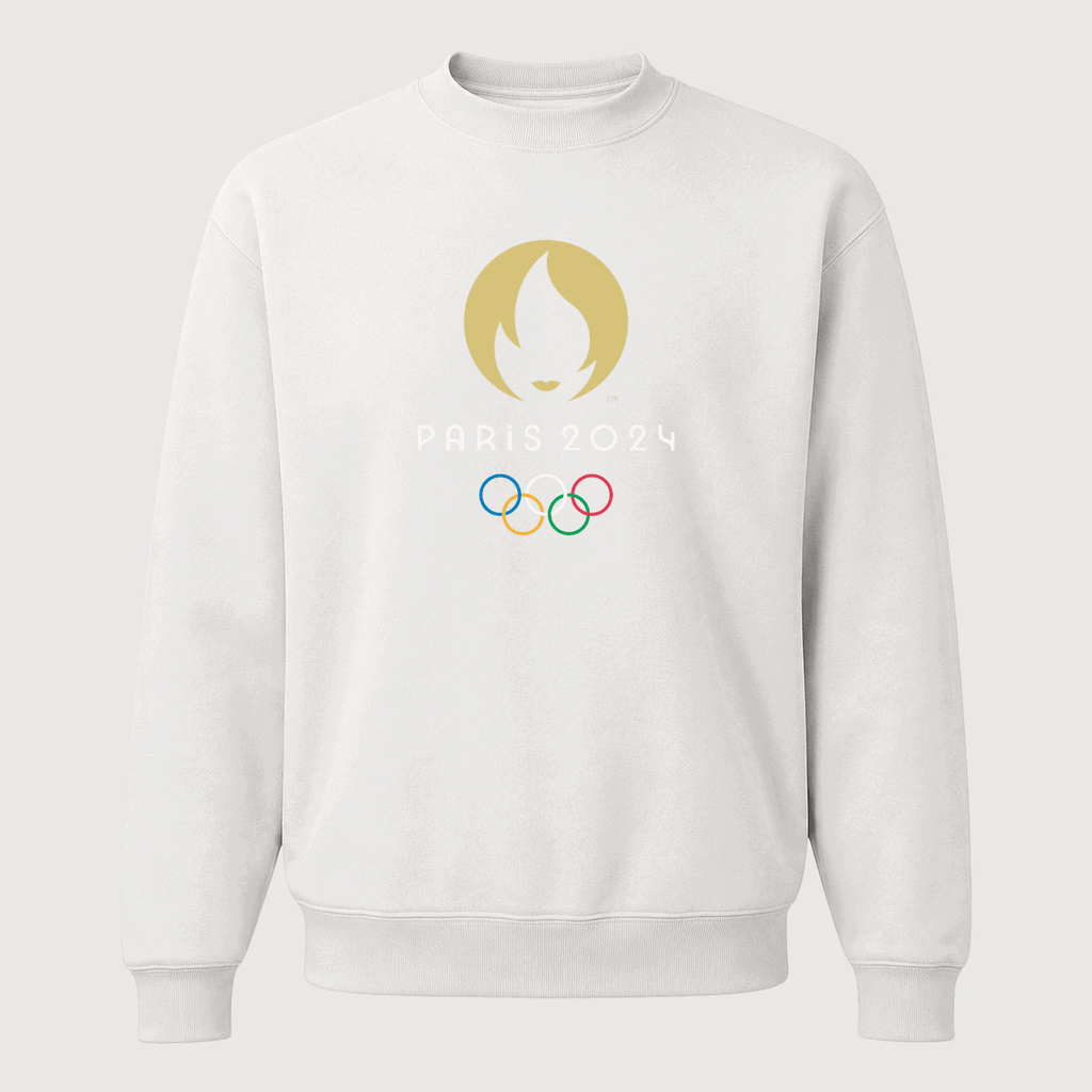 Men's Olympics 2024 Paris White Logo Crewneck Sweatshirt - White