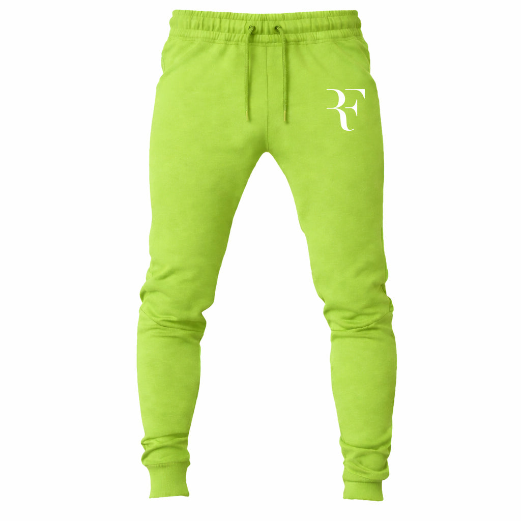 Roger Federer White joggers sweatpants - Lime Green