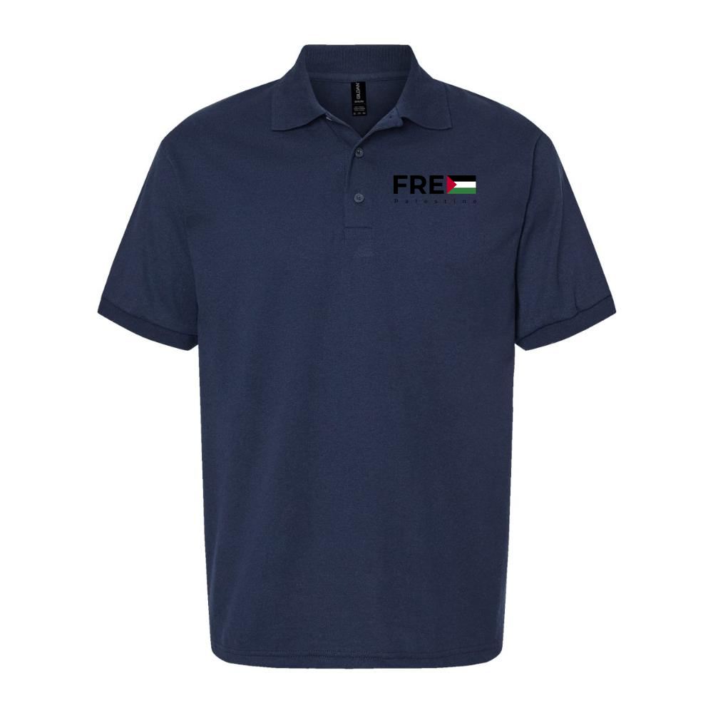 Men's Free Palestine Black Logo Dry Blend Polo - Navy