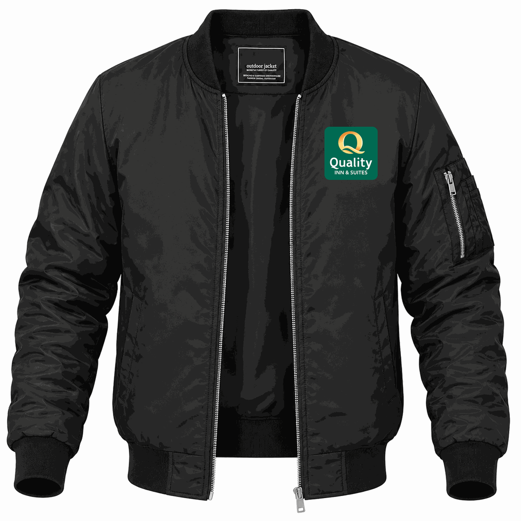 Men's Quality Inn & Suites Lightweight Bomber Jacket - Black
