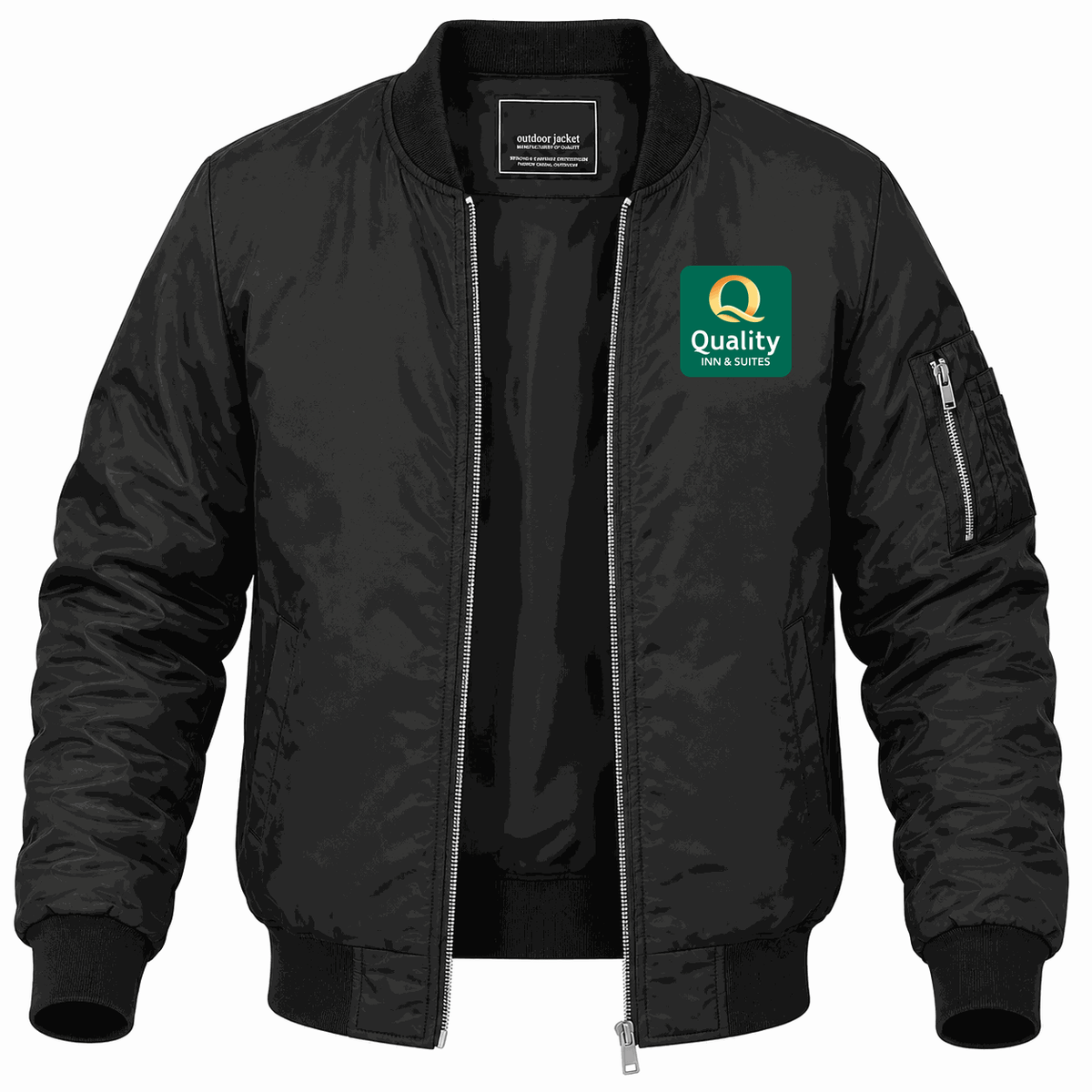 Men's Quality Inn & Suites Lightweight Bomber Jacket - Black