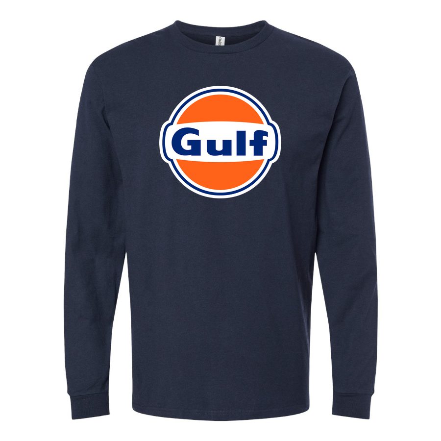 Men's Gulf-Oil-Logo-1536x864 Long sleeves Cotton Blend T-Shirt - Navy
