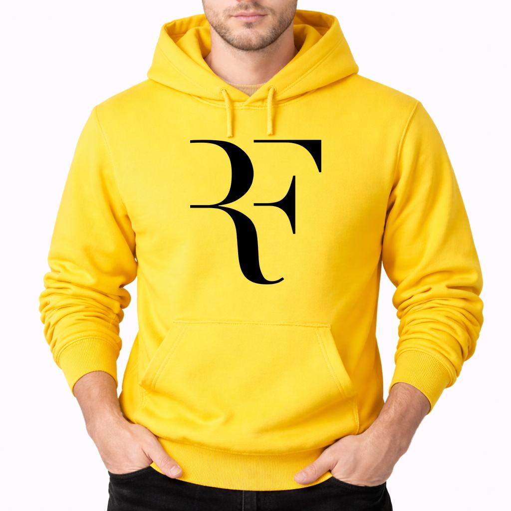 Men's Roger-Federer--black Pullover Hoodie - Yellow