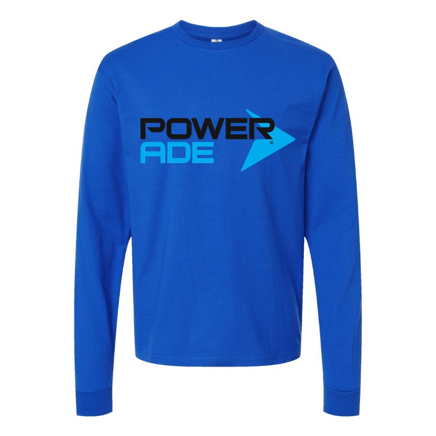 Men's Powerade logo Long sleeves Cotton Blend T-Shirt - Blue