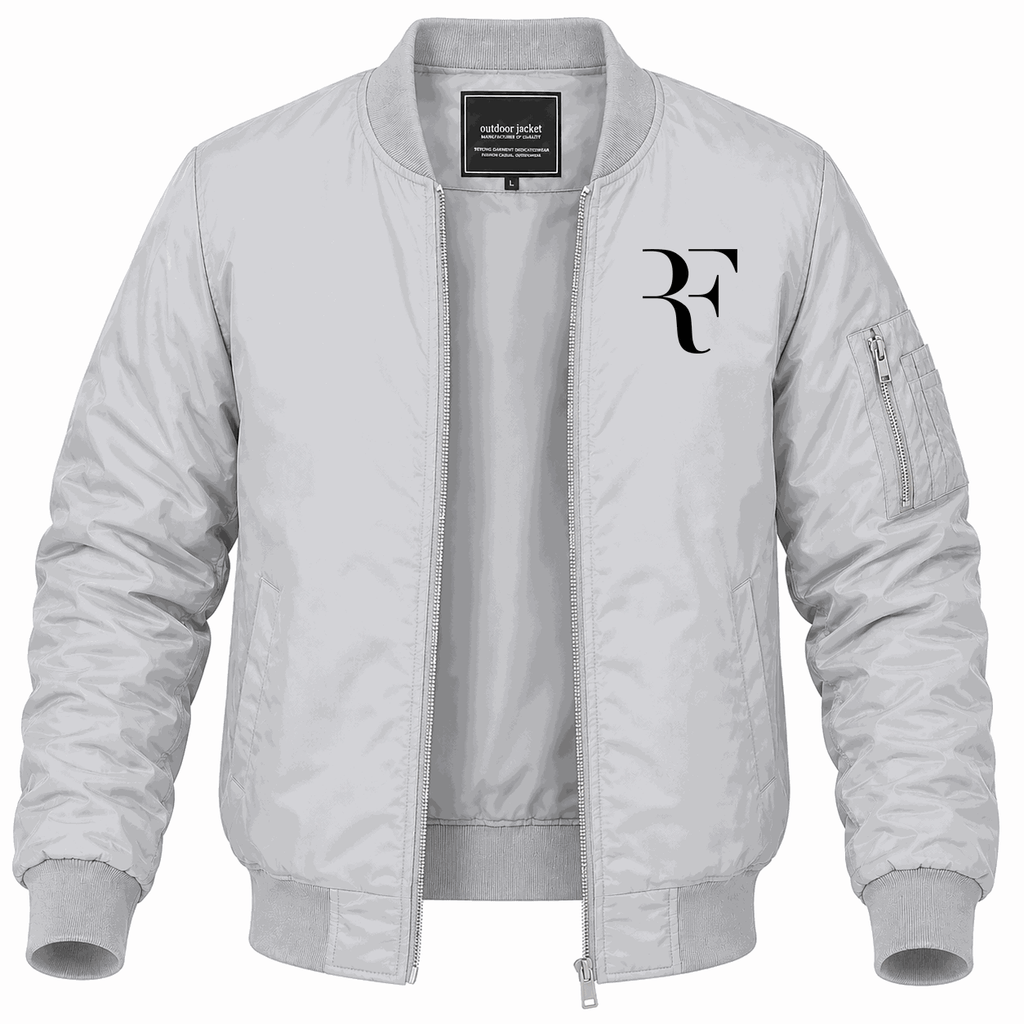 Men's Roger Federer logo black Lightweight Bomber Jacket - Gray