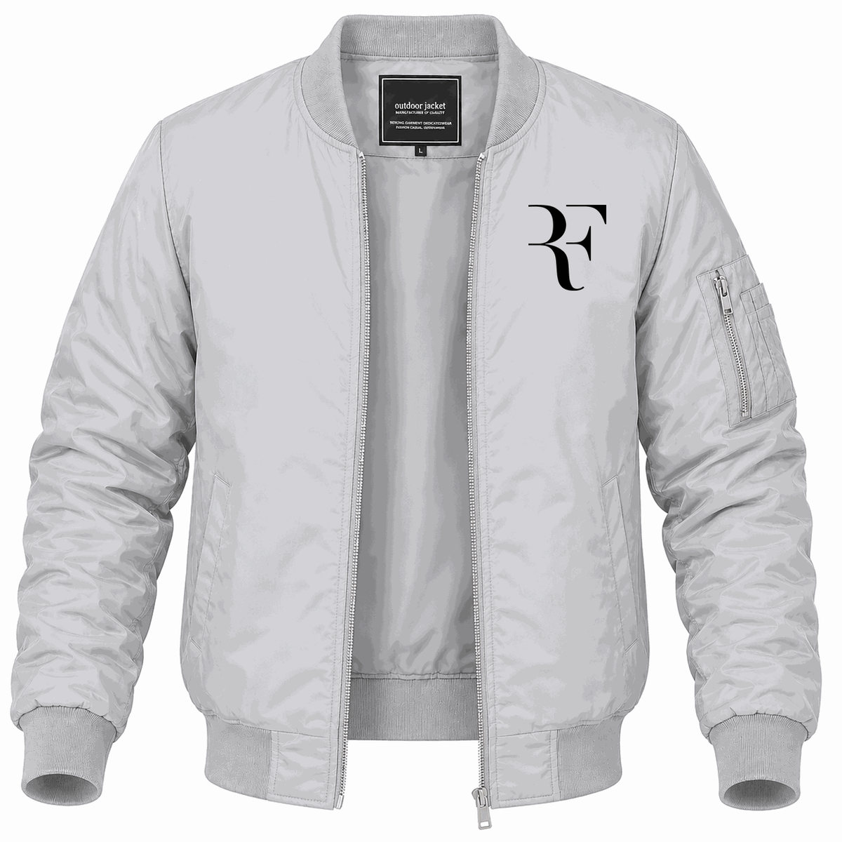 Men's Roger Federer logo black Lightweight Bomber Jacket - Gray
