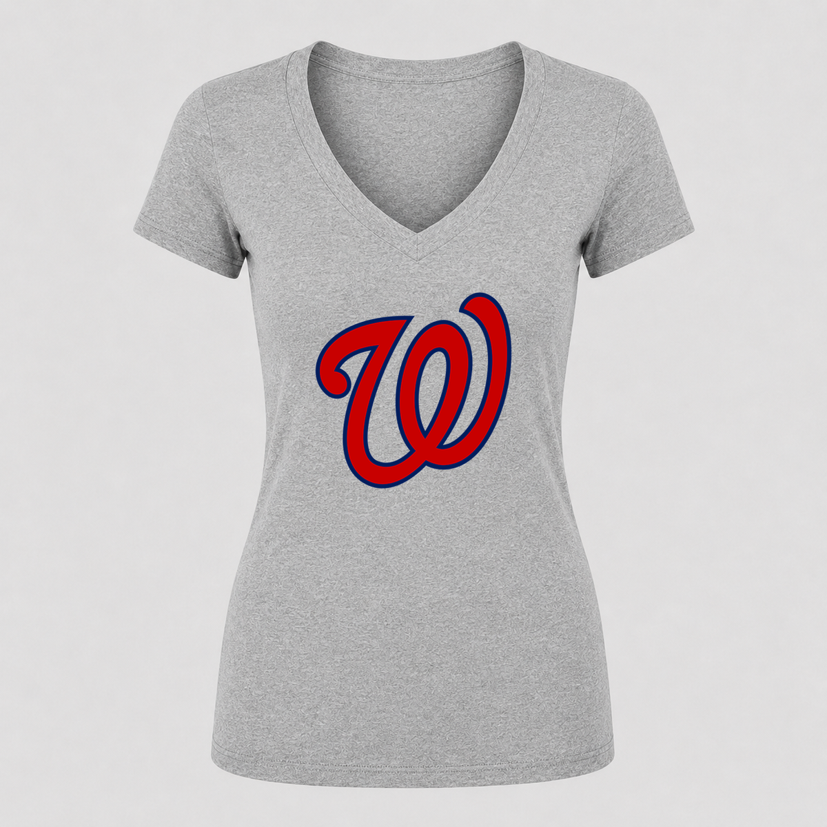 Women's Washington Nationals V Neck T-Shirt in gray