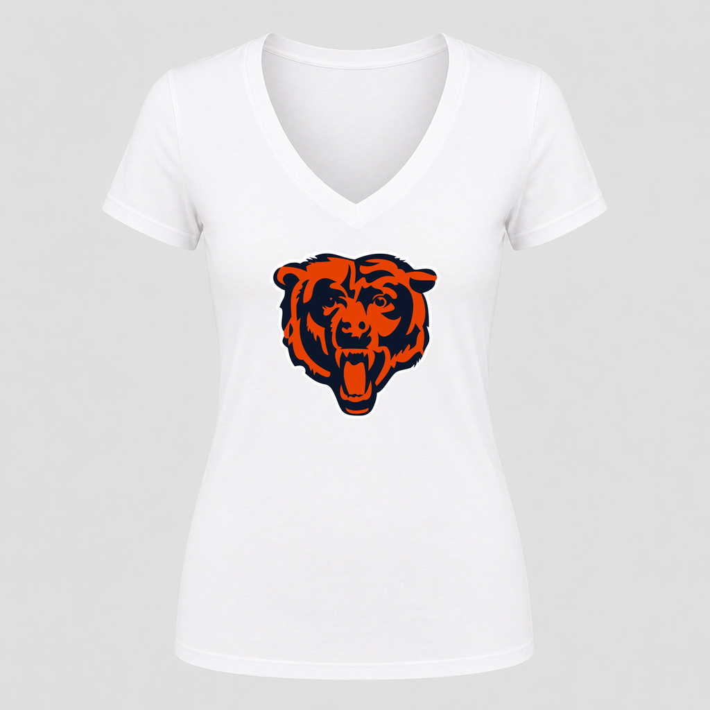 Women's Chicago Bears V Neck T-Shirt in white