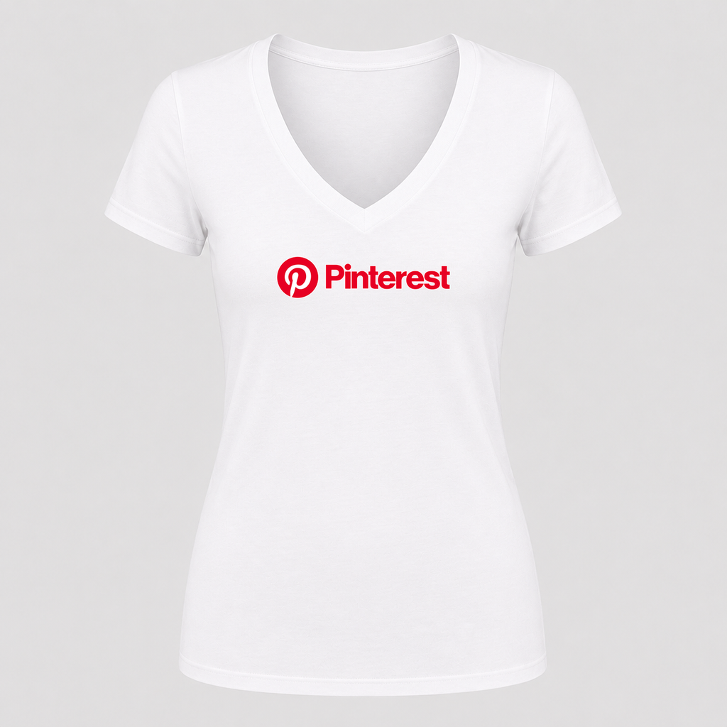 Women's Pinterest V Neck T-Shirt in white
