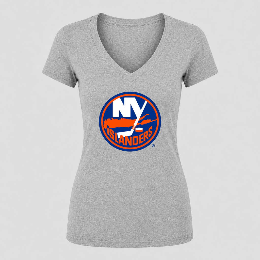 Women's New York Islanders V Neck T-Shirt in gray