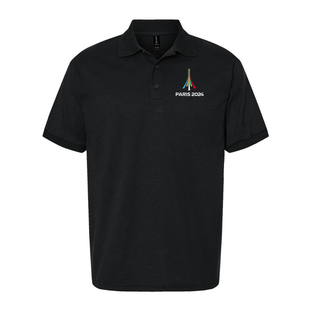 Men's Paris 2024 Olympics White Logo Dry Blend Polo - Black