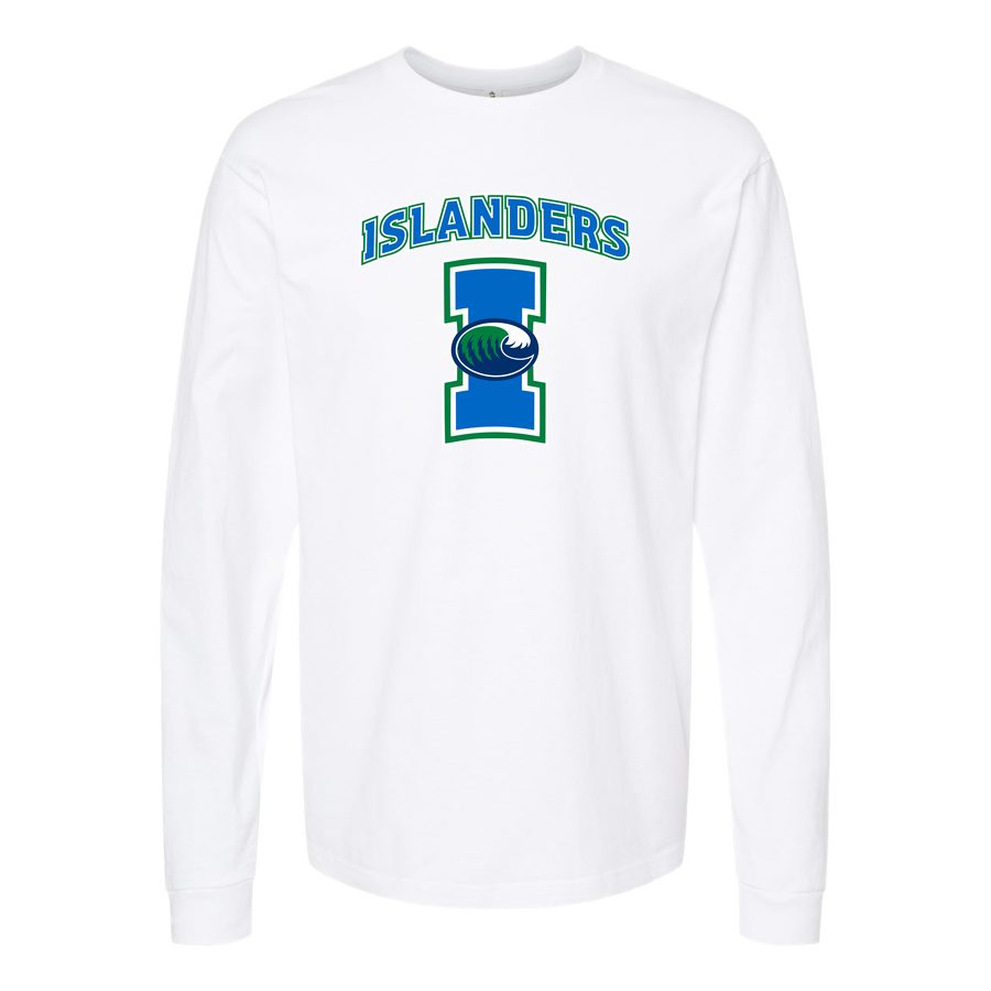 Men's Texas AM CC Islanders Logo Long sleeves Cotton Blend T-Shirt - White