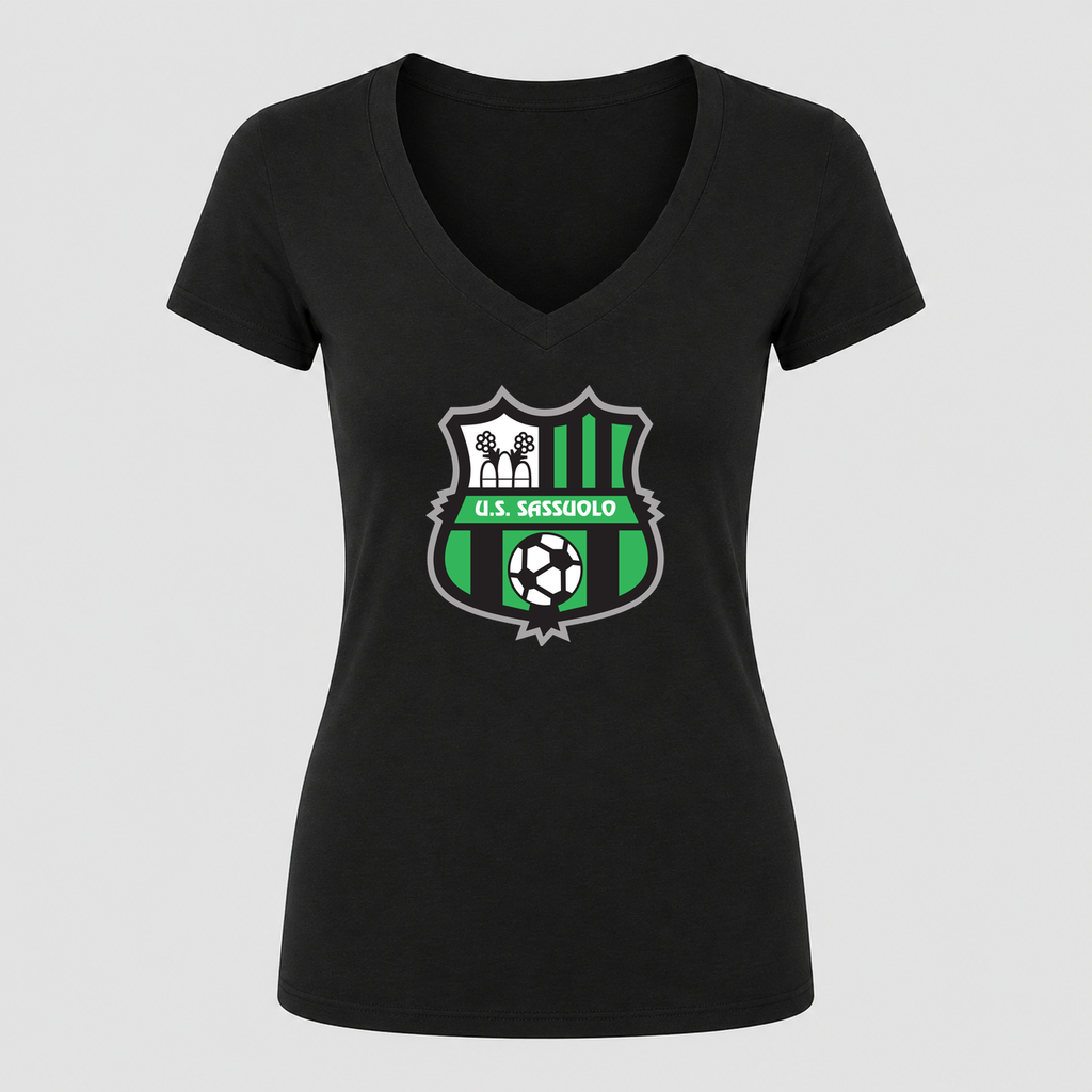 Women's U.S. Sassuolo Soccer V Neck T-Shirt in black