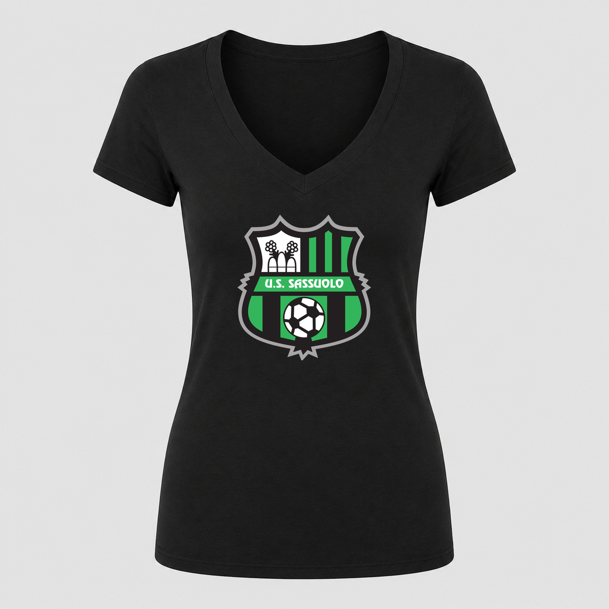 Women's U.S. Sassuolo Soccer V Neck T-Shirt in black