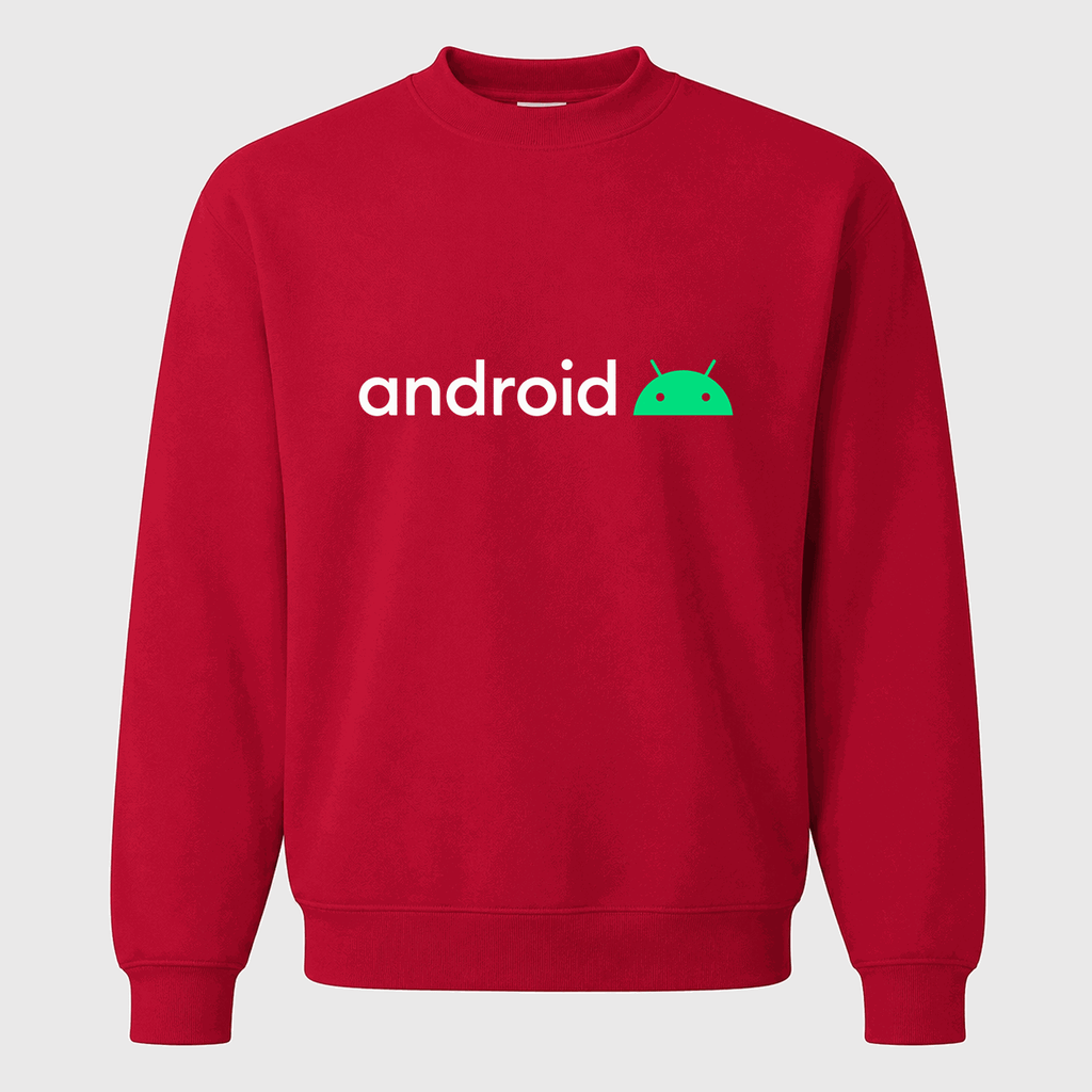 Men's Android White Logo Crewneck Sweatshirt - Red