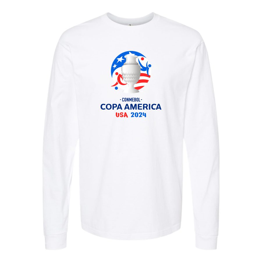 Men's Copa América 2024 logo Long sleeves Cotton Blend T-Shirt - White